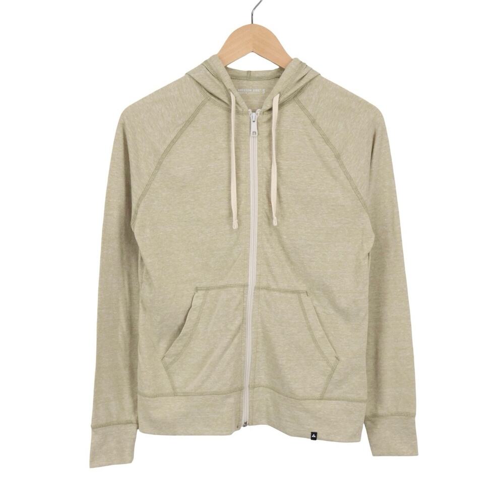 NWOT American Giant Women's Lightweight Full Zip Hoodie Tan Heather Size Small